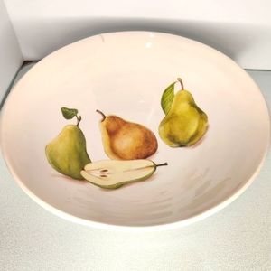 Ceramica Cuore large white pasta bowl with‎ hand painted pears